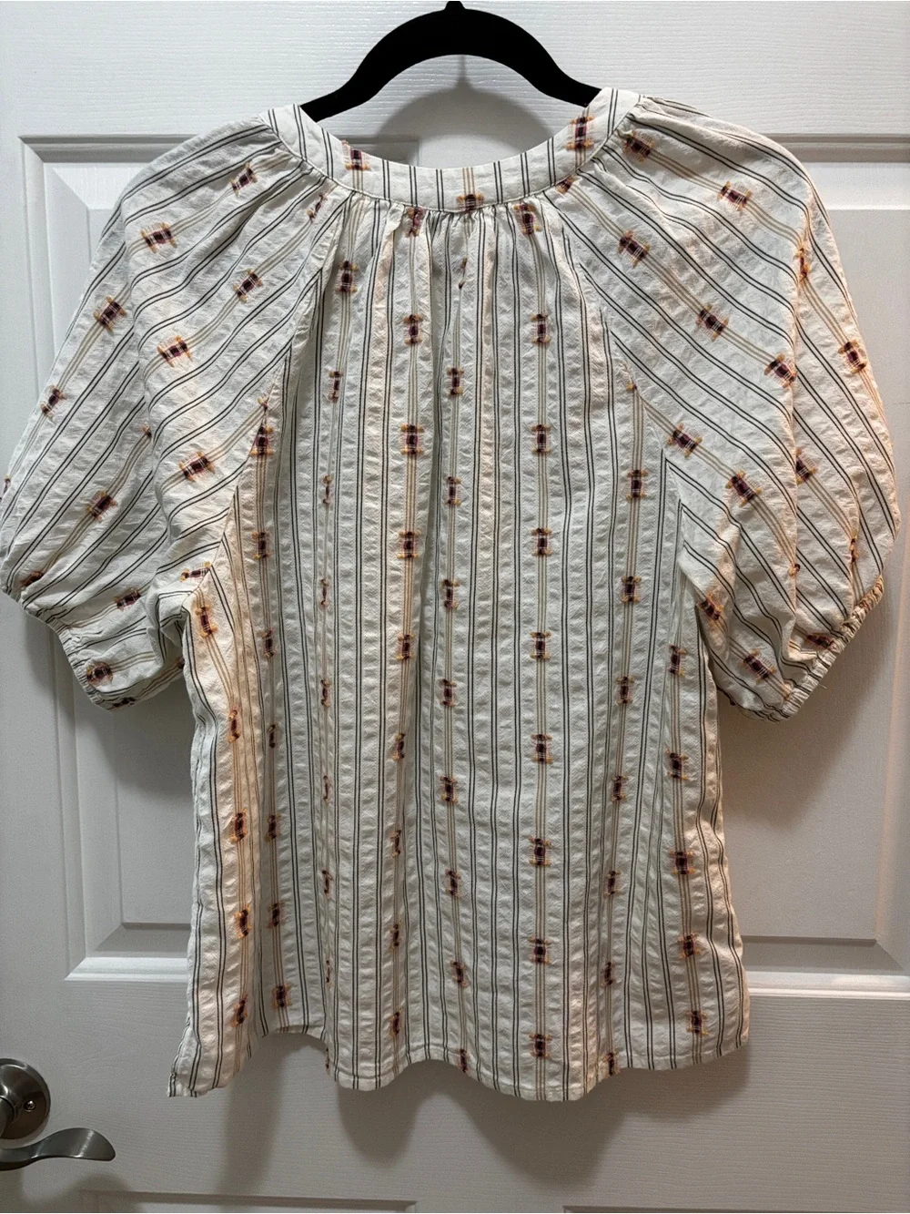 Loft Cotton Puff Sleeve Blouse Large Like New